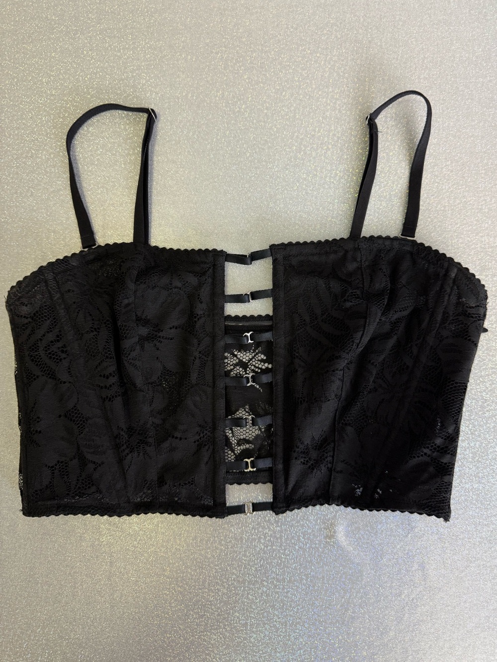 Victoria's Secret tank top lace bustier crop sexy Black Lace Bustier Tank Top